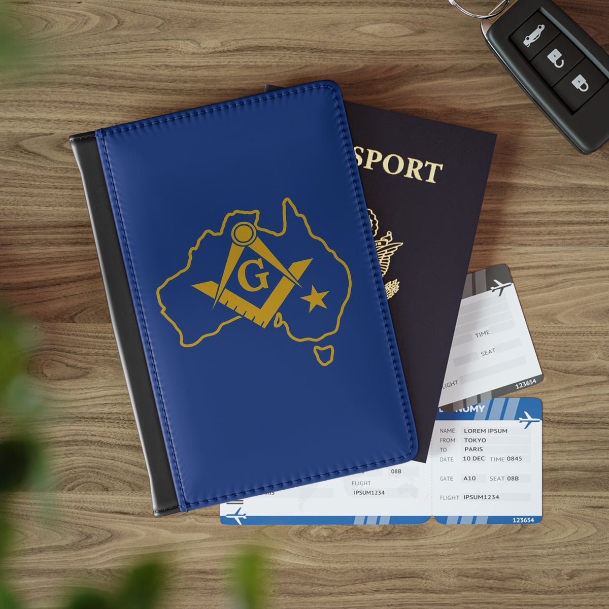 Master Mason Blue Lodge Australia Jurisdiction Passport Cover - Blue PU Leather - Bricks Masons
