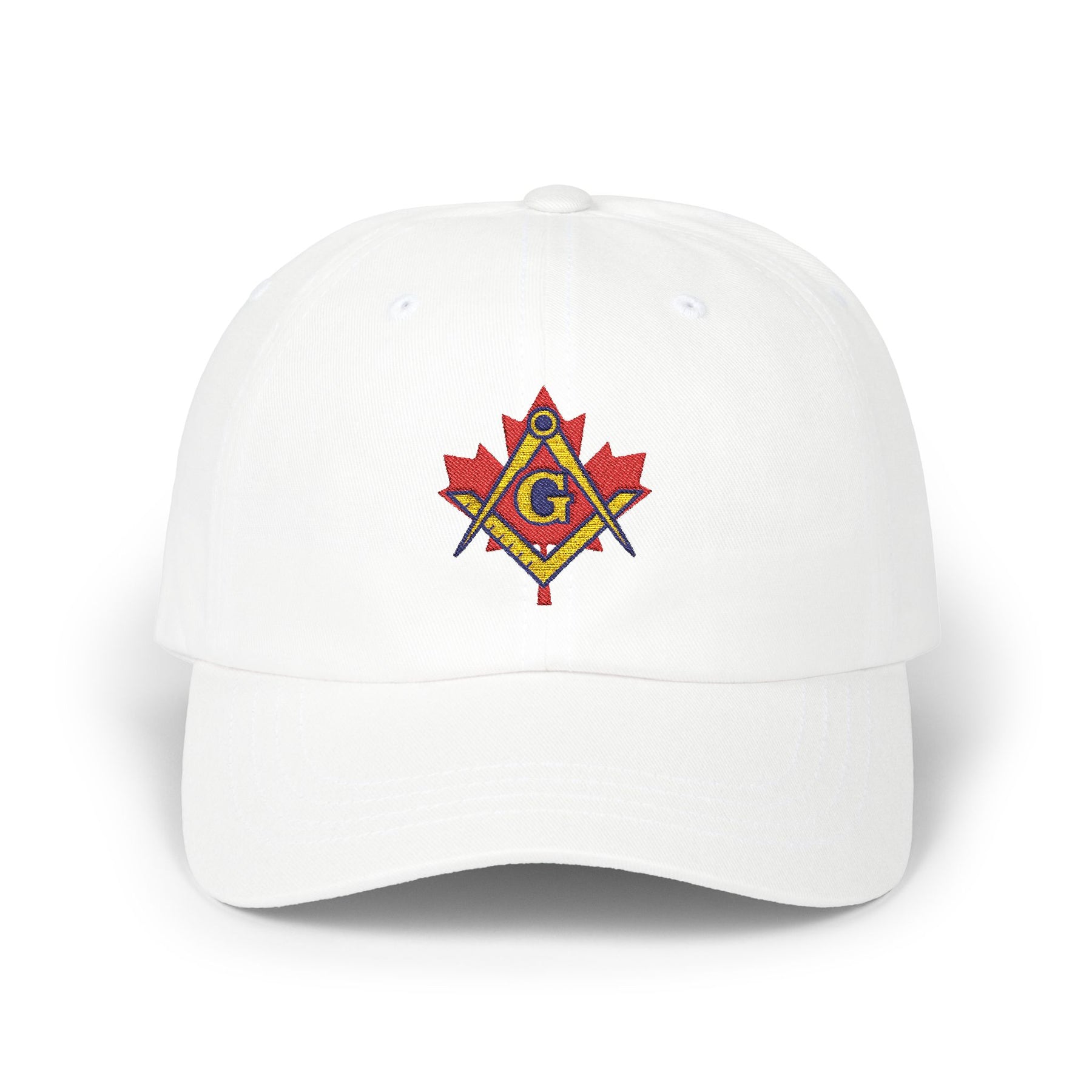 Master Mason Blue Lodge Canada Jurisdiction Baseball Cap - Red Maple Leaf S&C - Bricks Masons
