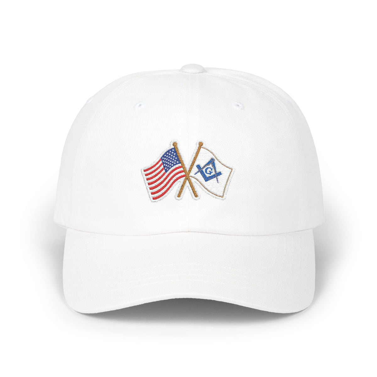 Master Mason Blue Lodge Baseball Cap - Cotton Various Colors Crossed Flags - Bricks Masons