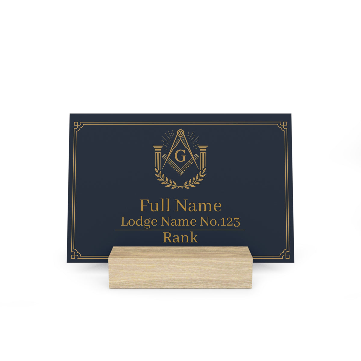 Master Mason Blue Lodge Plaque - S&C G with Pillars and Wreath with Personalization - Bricks Masons