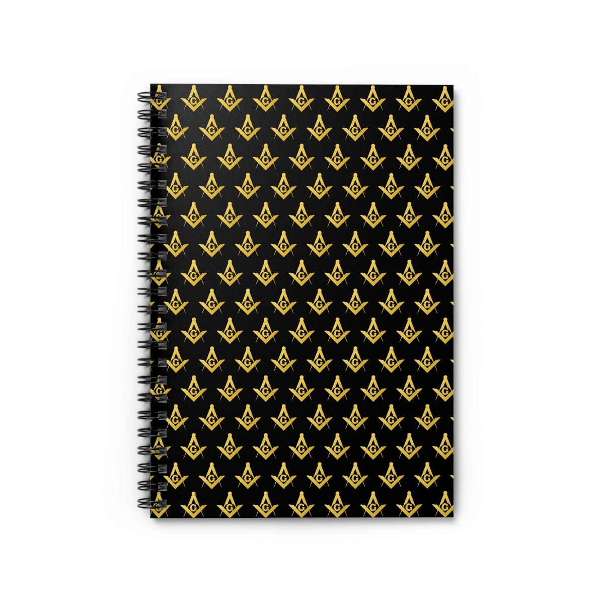 Master Mason Blue Lodge Journal - Gold Square & Compass G Spiral Notebook - Bricks Masons