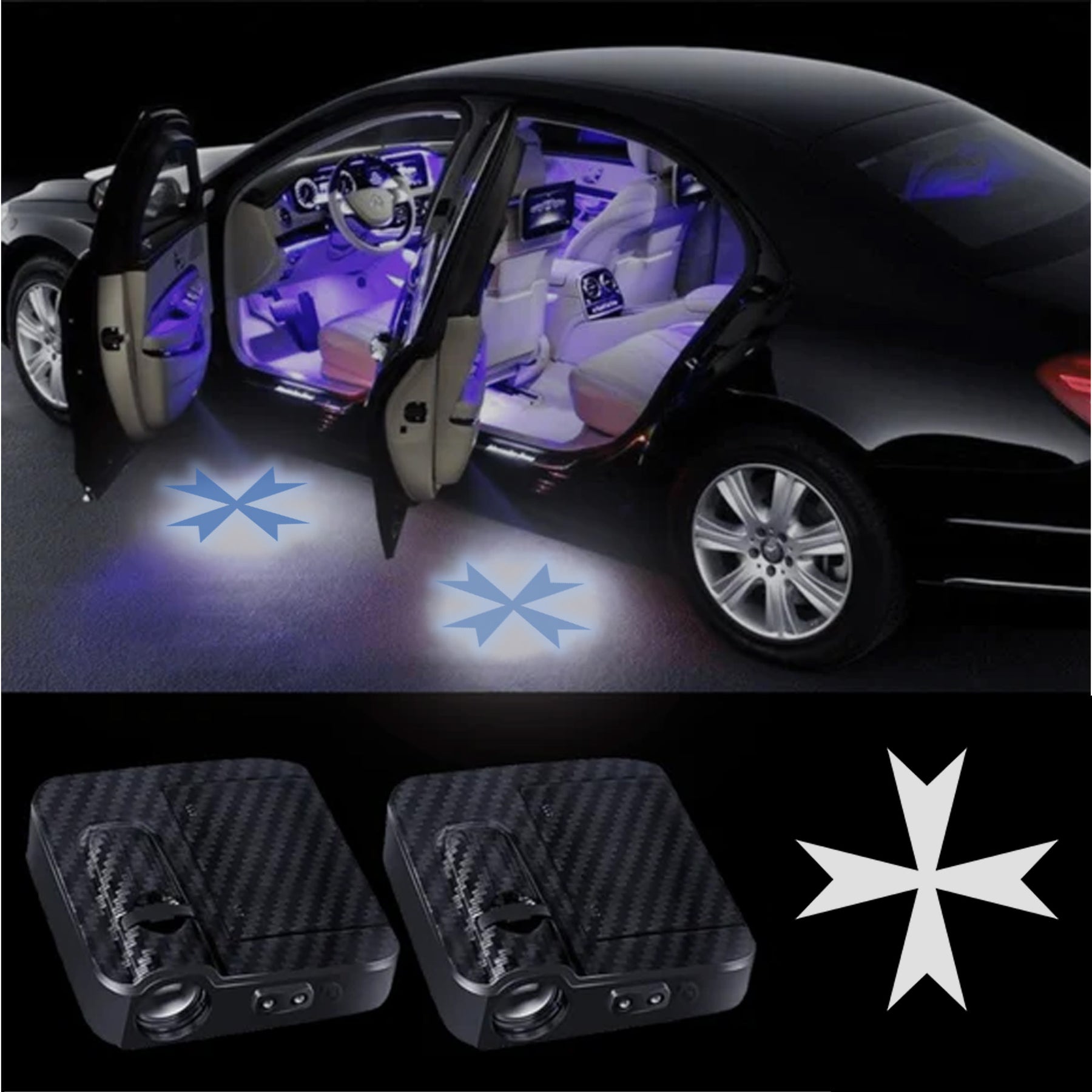 Order Of Malta Car Door Light Projector - Customizable Wireless LED - Bricks Masons