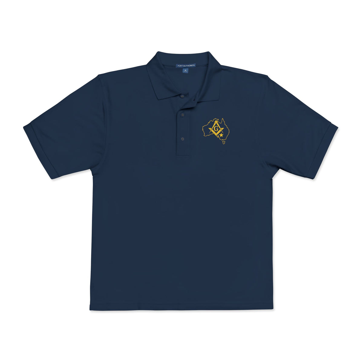 Master Mason Blue Lodge Australia Jurisdiction Polo Shirt - Embroidered S&C Australia Map - Bricks Masons