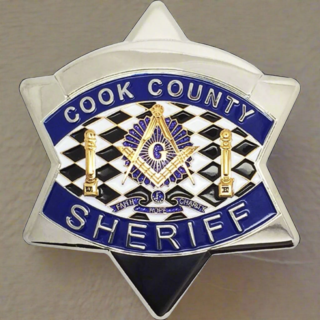 Master Mason Blue Lodge Badge - The Cook County Sheriff Star - Bricks Masons