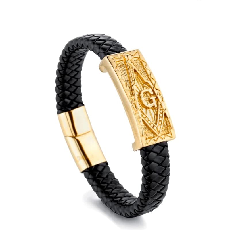 Master Mason Blue Lodge Bracelet - Leather Rope Chain - Bricks Masons