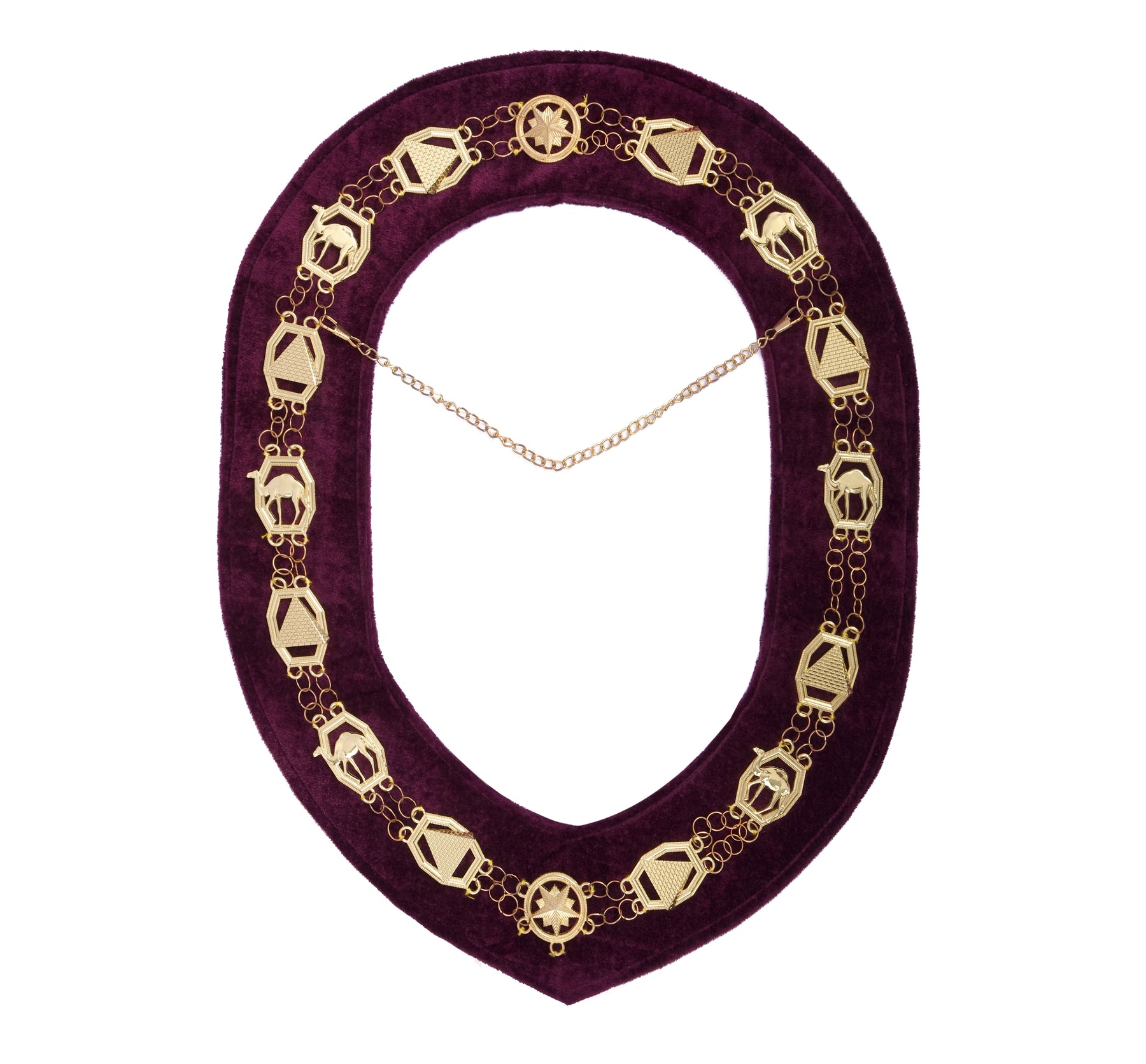 DOKO Chain Collar - Gold Plated With Burgundy Velvet - Bricks Masons