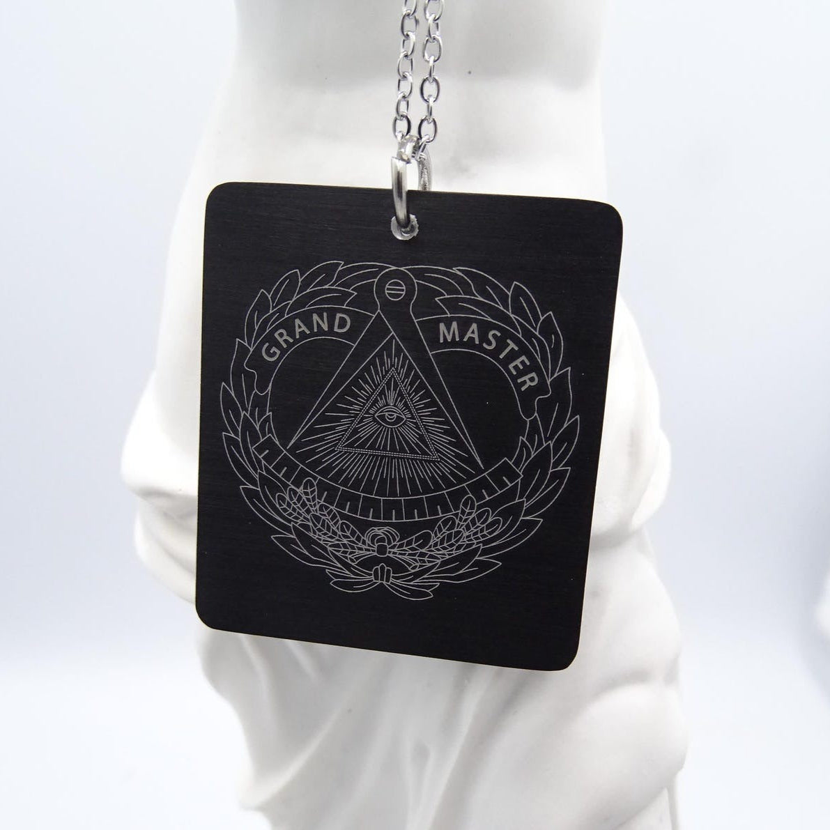 Grand Master Blue Lodge Necklace - Black With Stailness Steel Chain - Bricks Masons