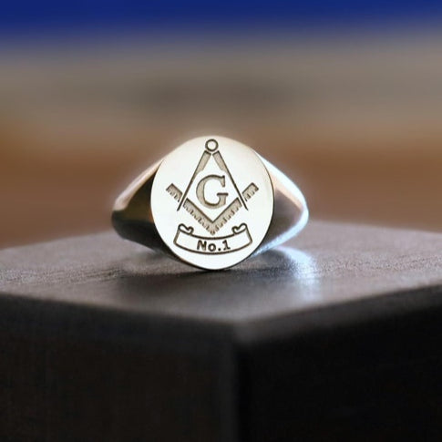 Master Mason Blue Lodge Ring - White Gold 10k Gold 14k - Bricks Masons