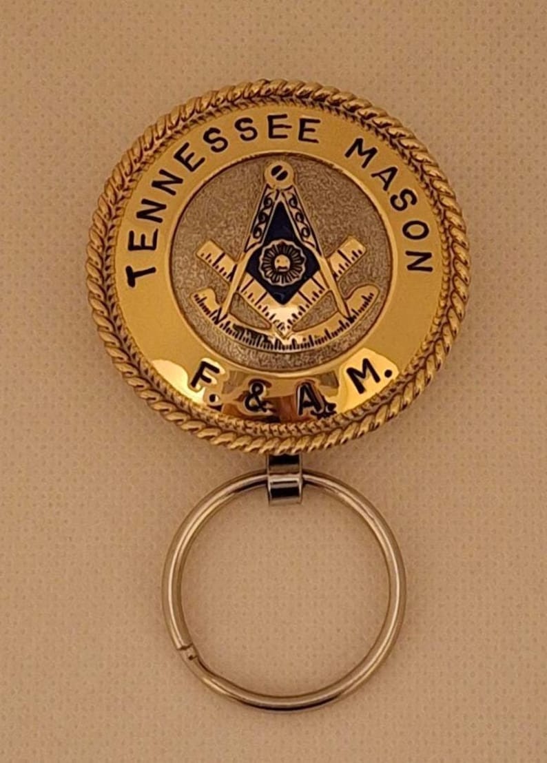 Past Master Blue Lodge Keychain - Handcrafted Gold & Blue Tennessee Mason - Bricks Masons