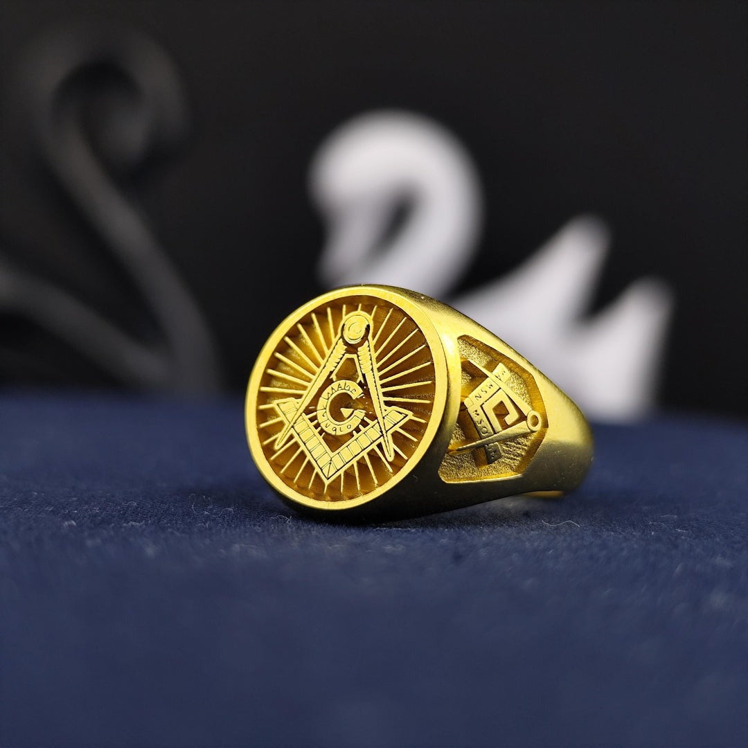 Master Mason Blue Lodge Ring - S&C G Various Materials & Customizable - Bricks Masons