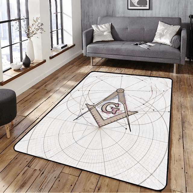 Master Mason Blue Lodge Rug - Geometric Design - Bricks Masons