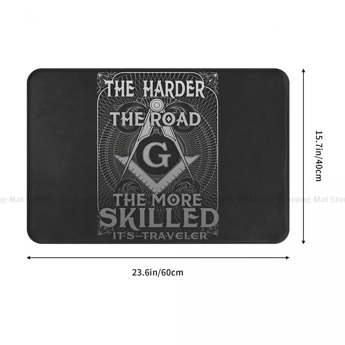 Master Mason Blue Lodge Rug - Non-Slip Traveler Mason Square Compass - Bricks Masons