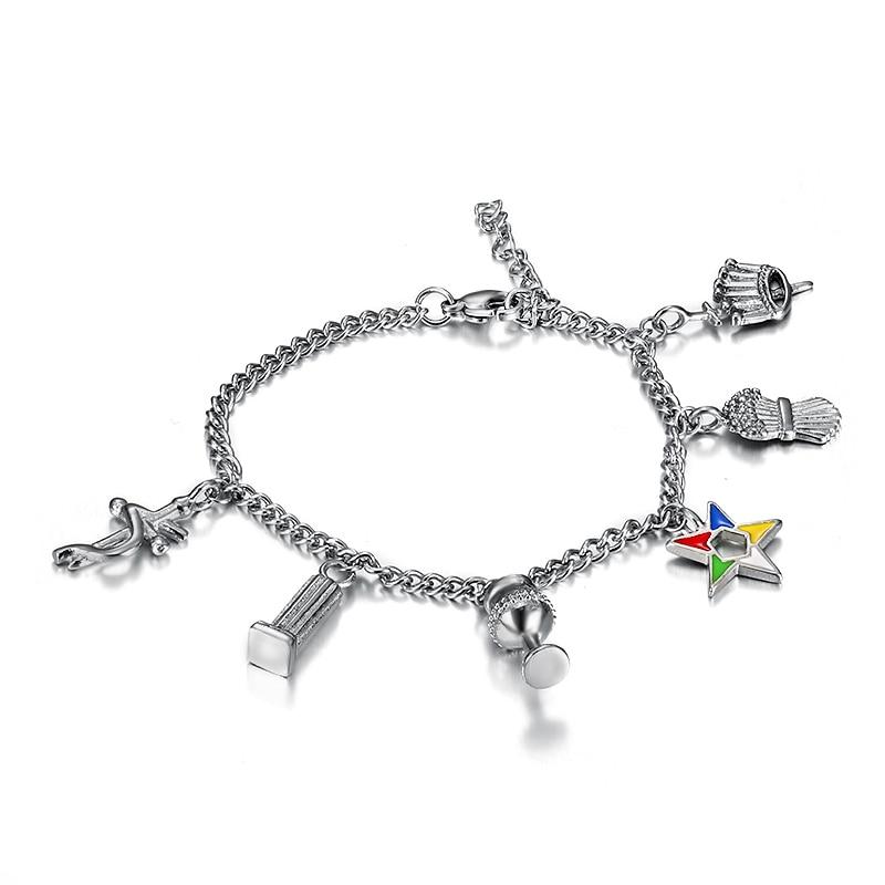 OES Bracelet - Stainless Steel Silver - Bricks Masons