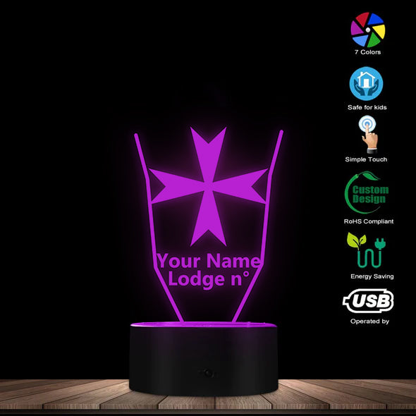 Order Of Malta Commandery LED Sign - Various Colors - Bricks Masons