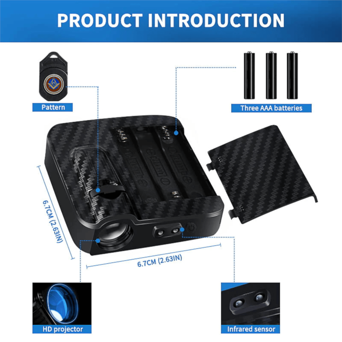 32nd Degree Scottish Rite Car Door Light Projector - Customizable Wireless LED Wings Down - Bricks Masons