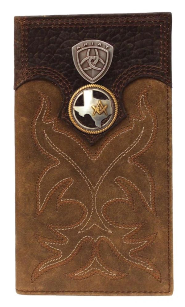 Master Mason Blue Lodge Wallet - American Flag Black & Brown