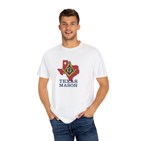 Master Mason Blue Lodge T-Shirt - Texas Mason Garment-Dyed Tee - Bricks Masons