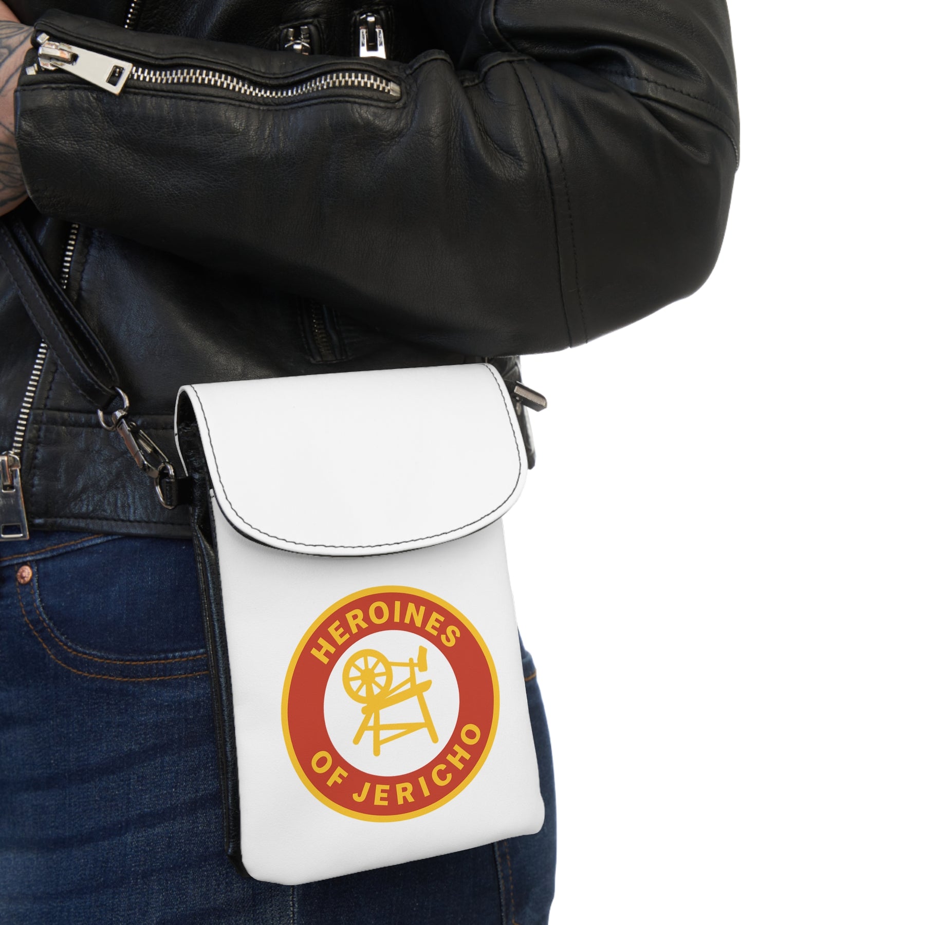 Heroines of Jericho Cell Phone Wallet - White Microfiber Leather With Adjustable Strap - Bricks Masons