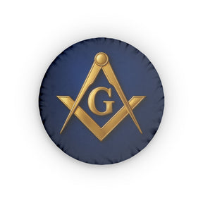 Master Mason Blue Lodge Pillow - Blue with Golden Square & Compass G - Bricks Masons