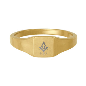 Master Mason Blue Lodge Ring - Stainless Steel Custom Initials with S&C G - Bricks Masons