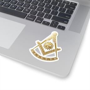 Past Master Blue Lodge Sticker Decal - Kiss-Cut Gold Square & Compass - Bricks Masons