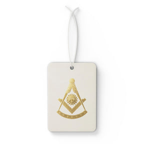 Past Master Blue Lodge Car Air Freshener - Square & Compass with Quadrant Sun - Bricks Masons