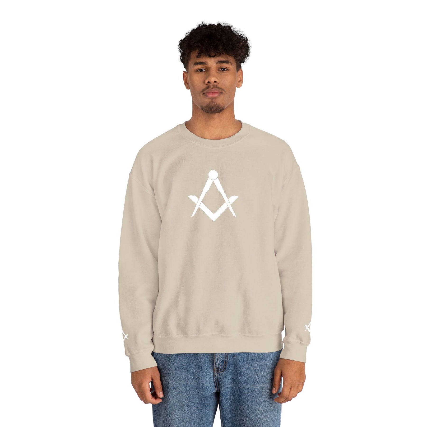 Master Mason Blue Lodge Sweatshirt - Crewneck Square & Compass Embroidery - Bricks Masons