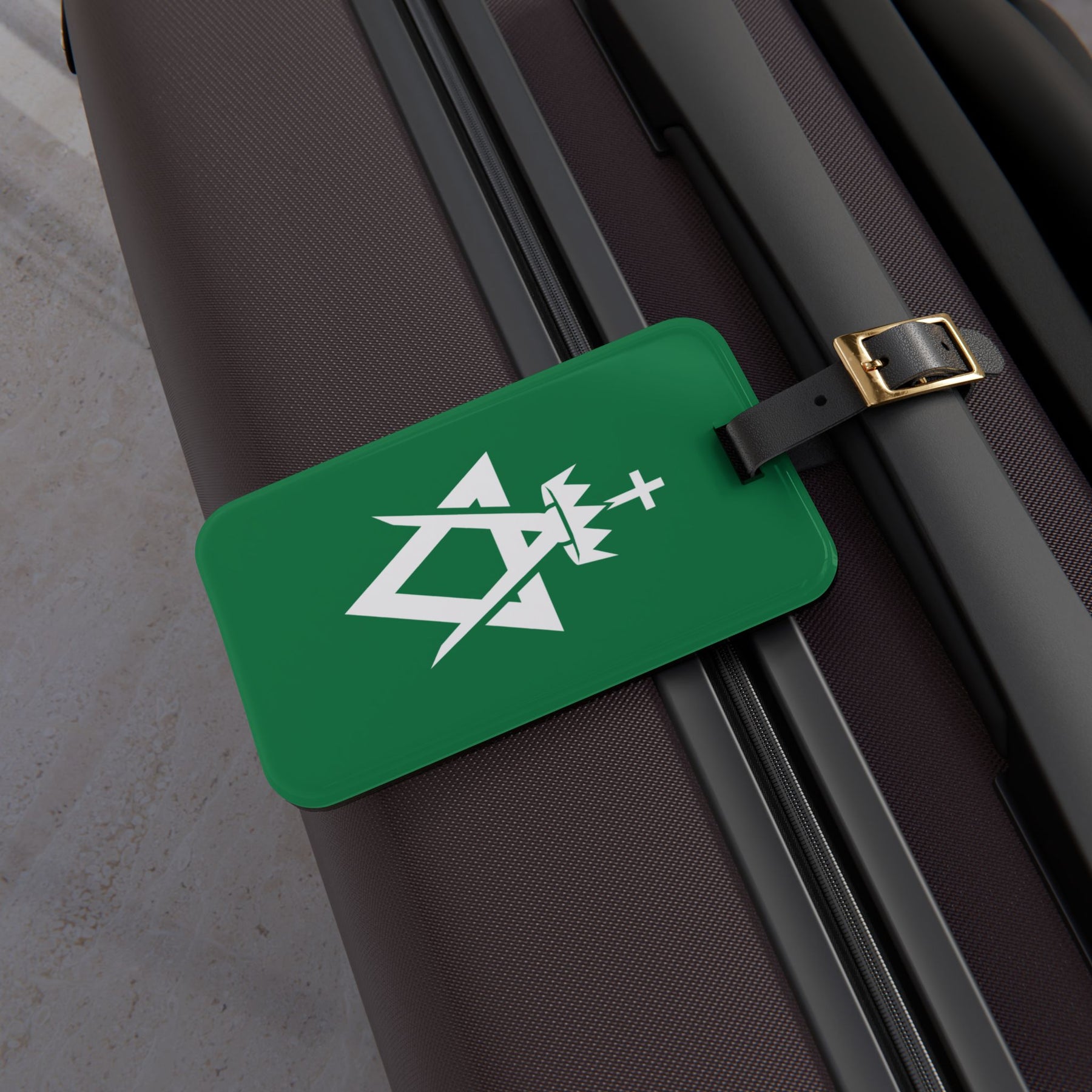 Allied Masonic Degrees Luggage Tag - Green With Black Leather Strap - Bricks Masons