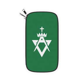 Allied Masonic Degrees Passport Wallet - Green With Shoulder & Wrist Strap - Bricks Masons