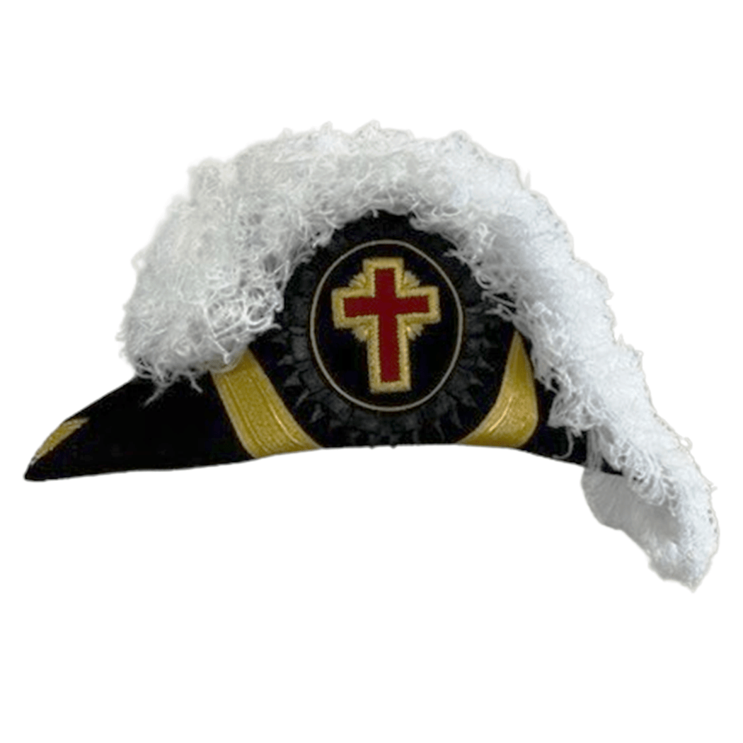 Past Commander Knights Templar Commandery Chapeau - All White Plumes