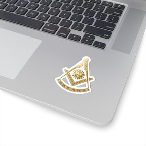 Past Master Blue Lodge Sticker Decal - Kiss-Cut Gold Square & Compass - Bricks Masons