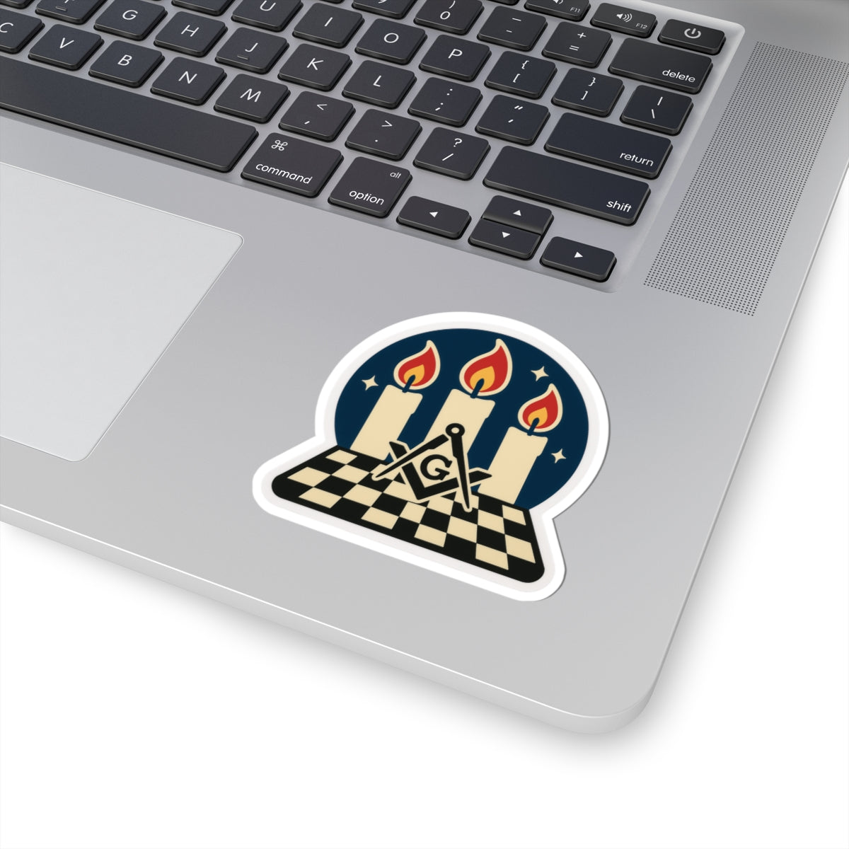 Master Mason Blue Lodge Sticker Decal - Kiss-Cut Three Burning Tapers - Bricks Masons