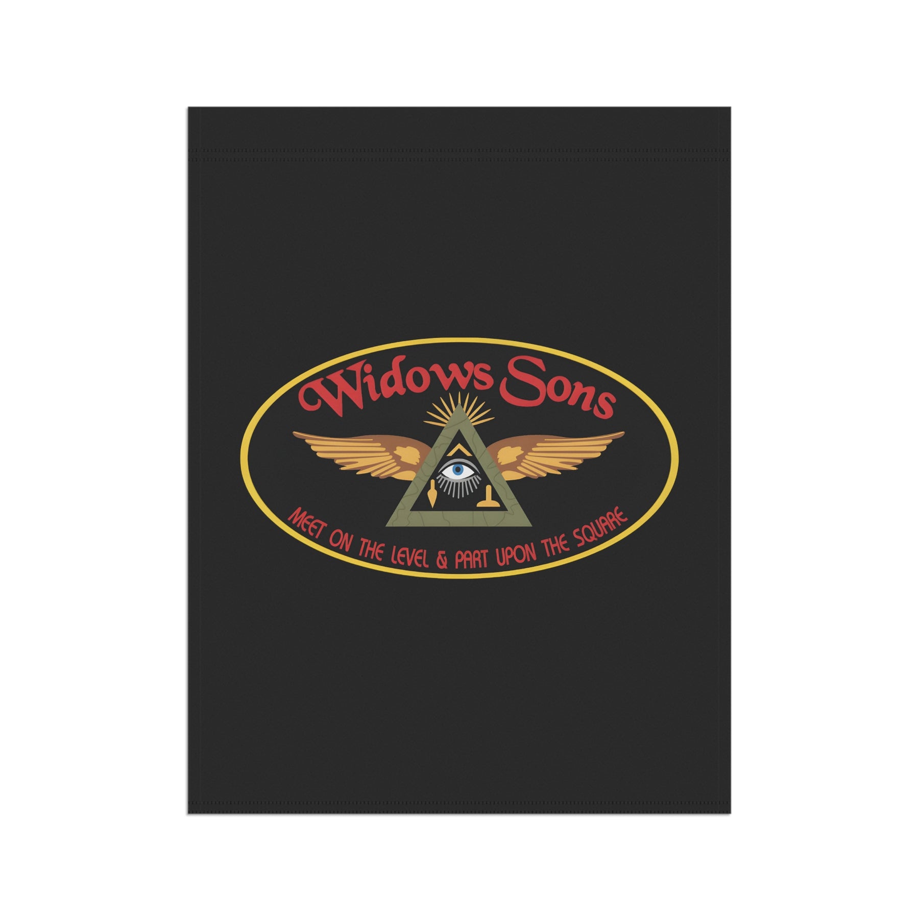 Widows Sons Yard Flag - Black Printed Poly Poplin - Bricks Masons