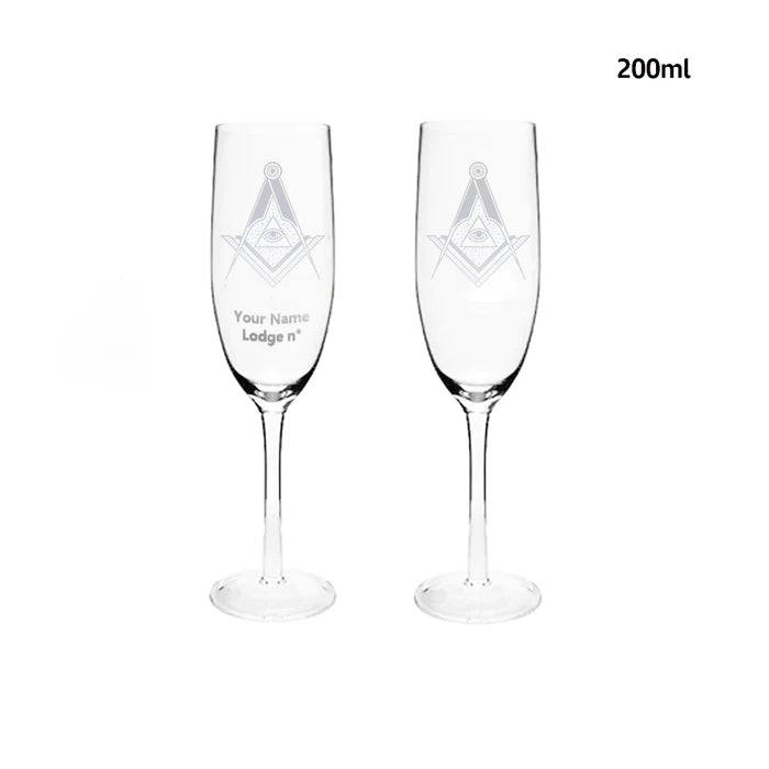 Master Mason Blue Lodge Champagne Flute - 2 Pieces Set