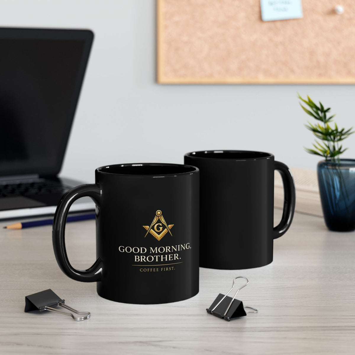 11oz Black Mug - Bricks Masons