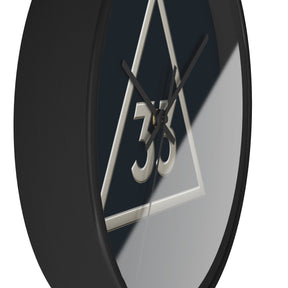 33rd Degree Scottish Rite Clock - Silver Triangle with 33 on Wooden Frame - Bricks Masons