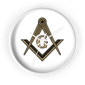 Master Mason Blue Lodge Clock - Distinguished S&C G on White Dial - Bricks Masons