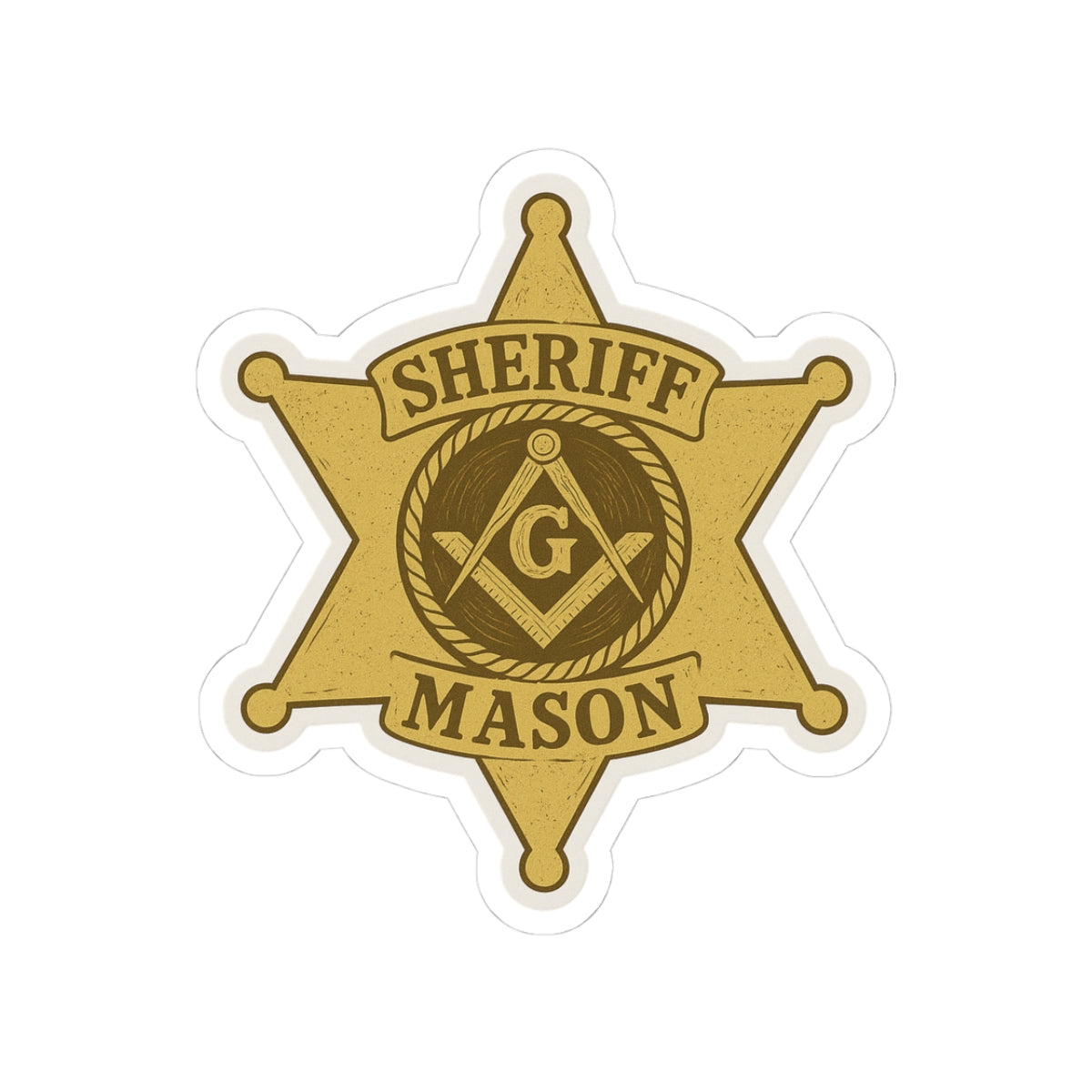 Master Mason Blue Lodge Sticker Decal - Kiss-Cut Sheriff Star - Bricks Masons