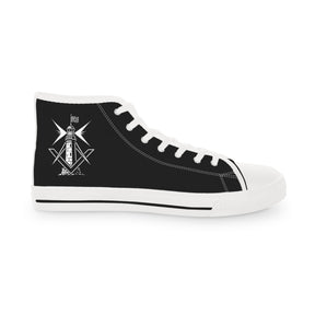 Master Mason Craft Sneaker - High Top Black & White Beacon of Brotherhood - Bricks Masons
