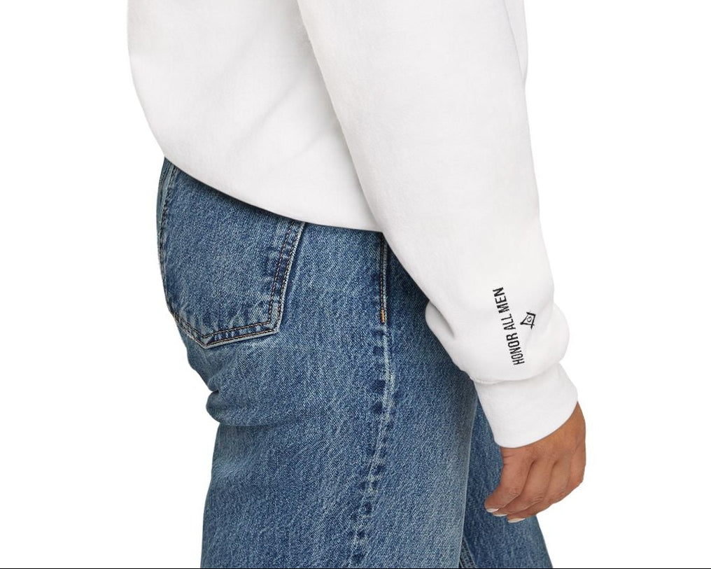 Master Mason Blue Lodge Sweatshirt - Brotherly Love Front & Sleeves Embroidery - Bricks Masons