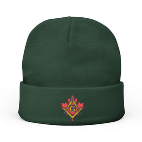 Master Mason Blue Lodge Canada Jurisdiction Beanie - Knit Embroidery S&C Maple Leaf - Bricks Masons