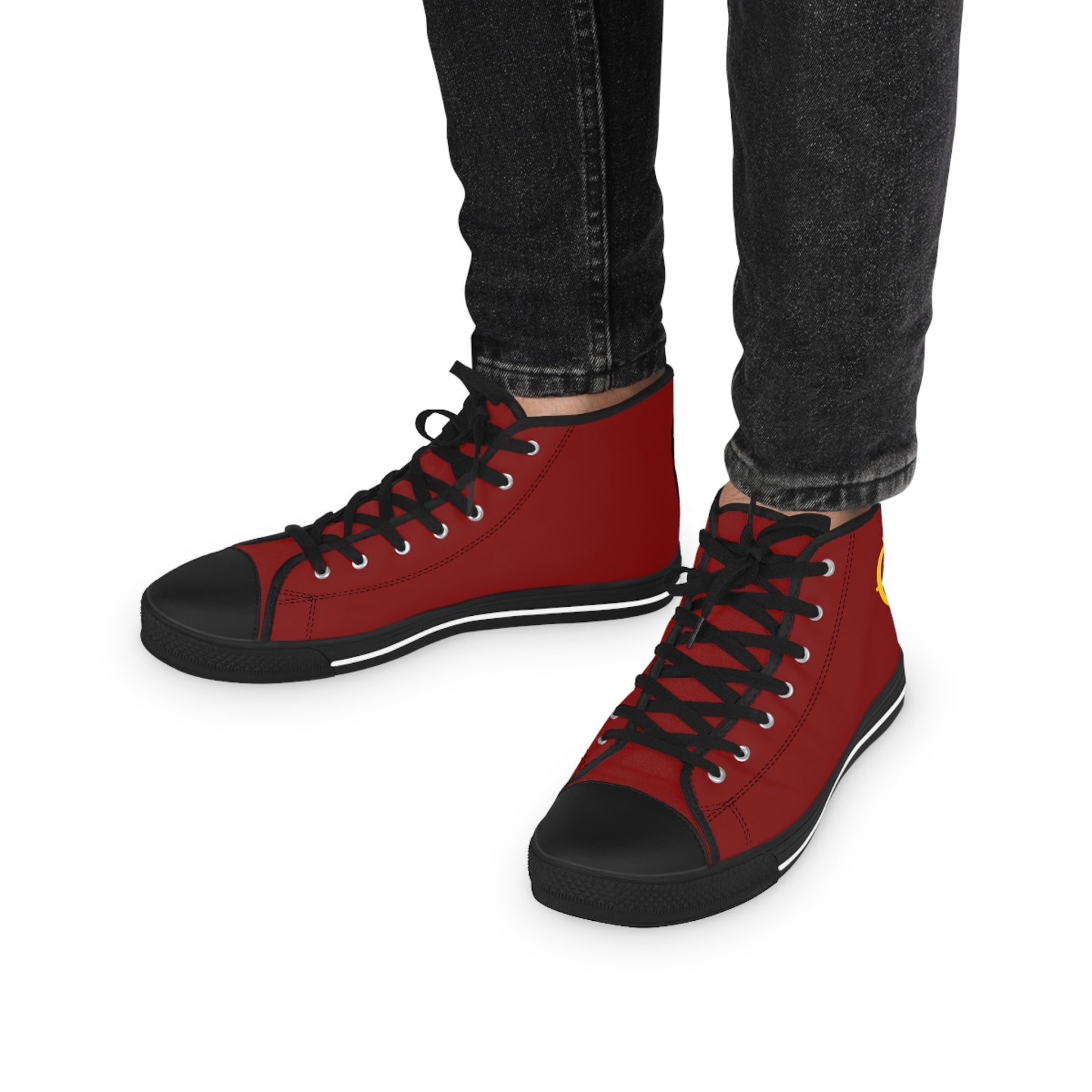Council of Crusaders Sneaker - High Top Black & White Sole Maroon Canvas - Bricks Masons
