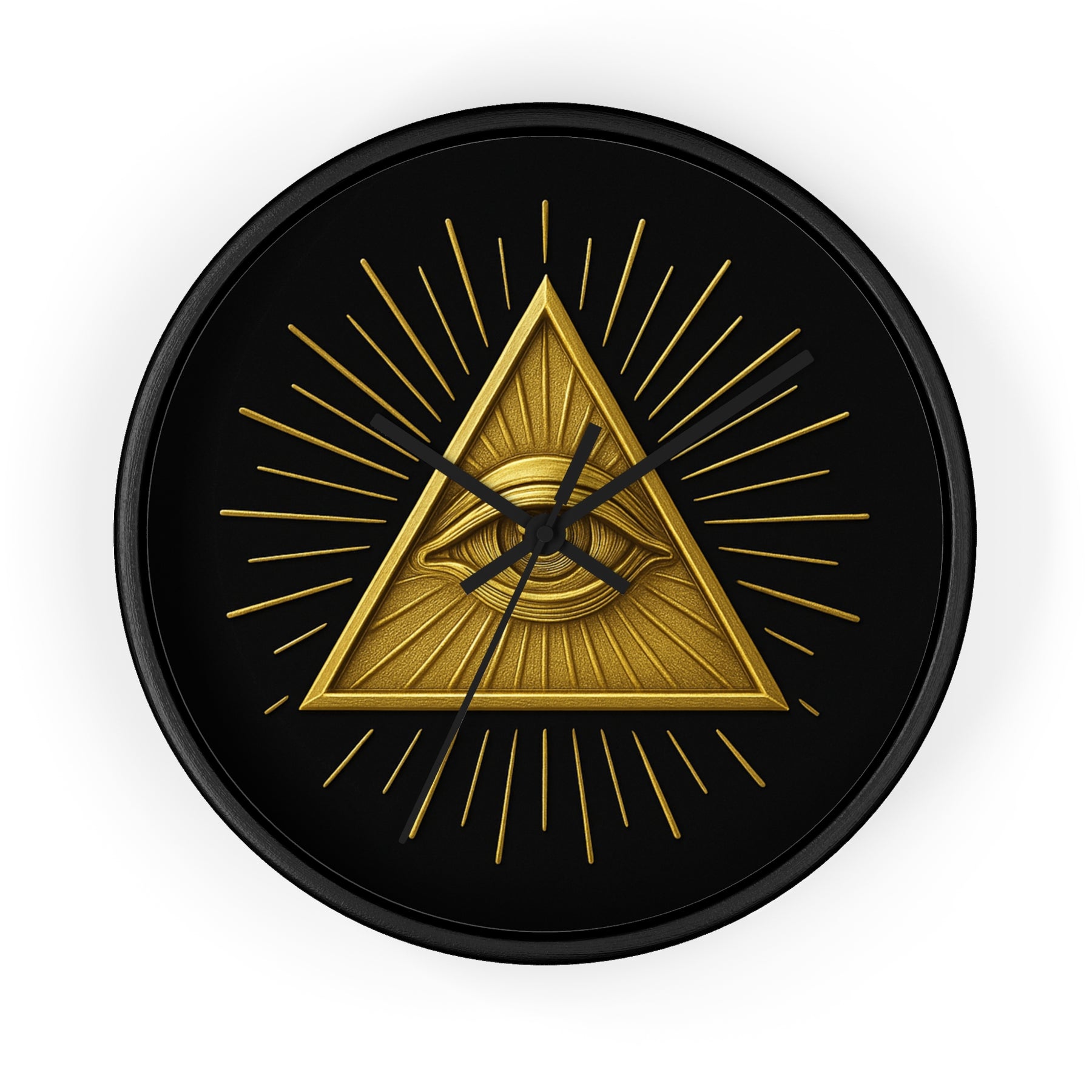 Eye of Providence Clock - Sacred Triangle Eye Emblem on Wooden Frame - Bricks Masons