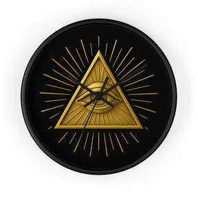 Eye of Providence Clock - Sacred Triangle Eye Emblem on Wooden Frame - Bricks Masons