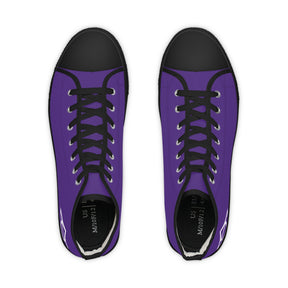 LOCOP Sneaker - High Top Black & White Purple Canvas White Emblem - Bricks Masons