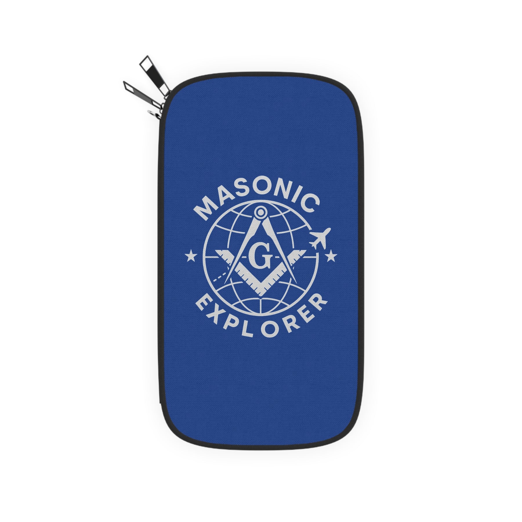 Master Mason Blue Lodge Passport Wallet - Blue Masonic Explorer With Shoulder & Wrist Strap - Bricks Masons