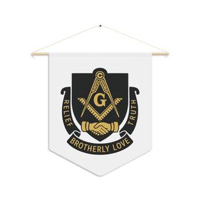 Master Mason Blue Lodge Pennant - Relief Brotherly Love Truth - Bricks Masons
