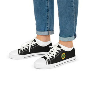 Red Cross of Babylone Sneaker - Low Top Sneaker Black & White Gold & Green Emblem - Bricks Masons
