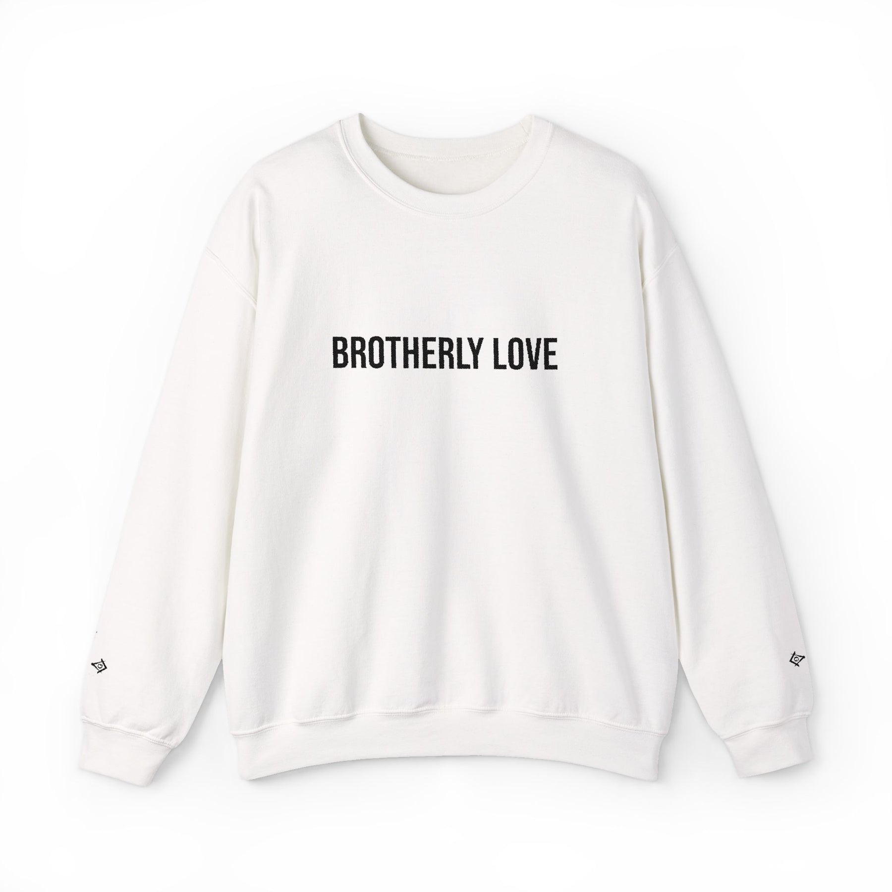 Master Mason Blue Lodge Sweatshirt - Brotherly Love Front & Sleeves Embroidery - Bricks Masons