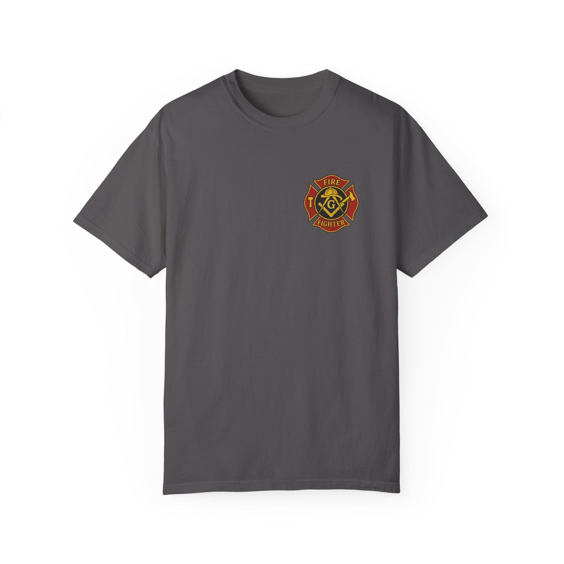 Master Mason Blue Lodge T-Shirt - Firefighter Mason Garment-Dyed Tee - Bricks Masons
